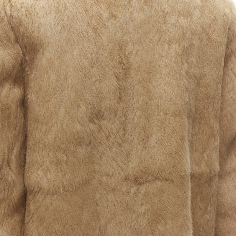 APC tan brown genuine fur gold-tone buttons winter coat jacket XS-8