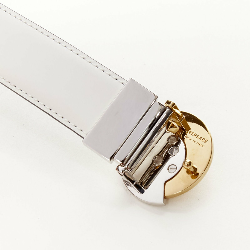 VERSACE Demi Medusa Reversible black white split coin belt 75cm-85cm-9
