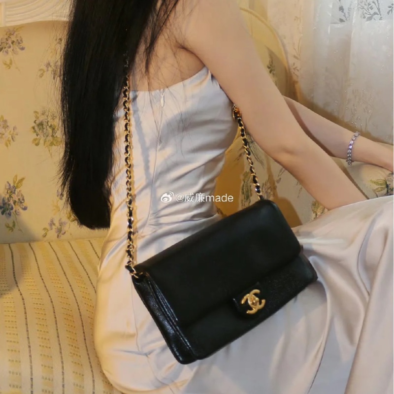 Chanel cf 24k黑金魚子醬口蓋斜挎包 芯片款 近新閒置✨配件齊全🉑送禮-13