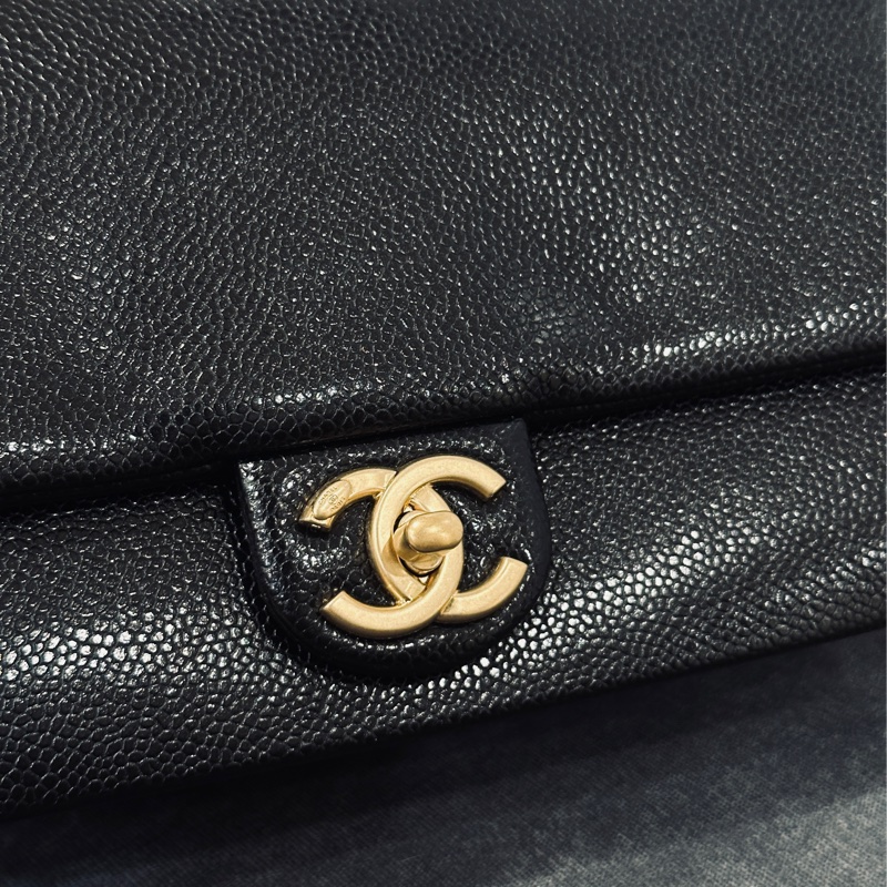 Chanel cf 24k黑金魚子醬口蓋斜挎包 芯片款 近新閒置✨配件齊全🉑送禮-19