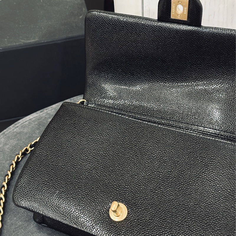 Chanel cf 24k黑金魚子醬口蓋斜挎包 芯片款 近新閒置✨配件齊全🉑送禮-22