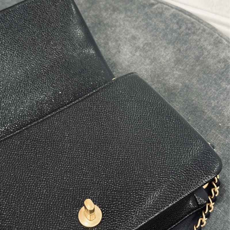 Chanel cf 24k黑金魚子醬口蓋斜挎包 芯片款 近新閒置✨配件齊全🉑送禮-26