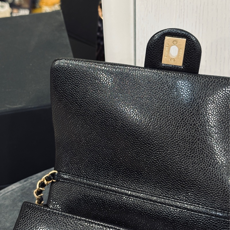 Chanel cf 24k黑金魚子醬口蓋斜挎包 芯片款 近新閒置✨配件齊全🉑送禮-27