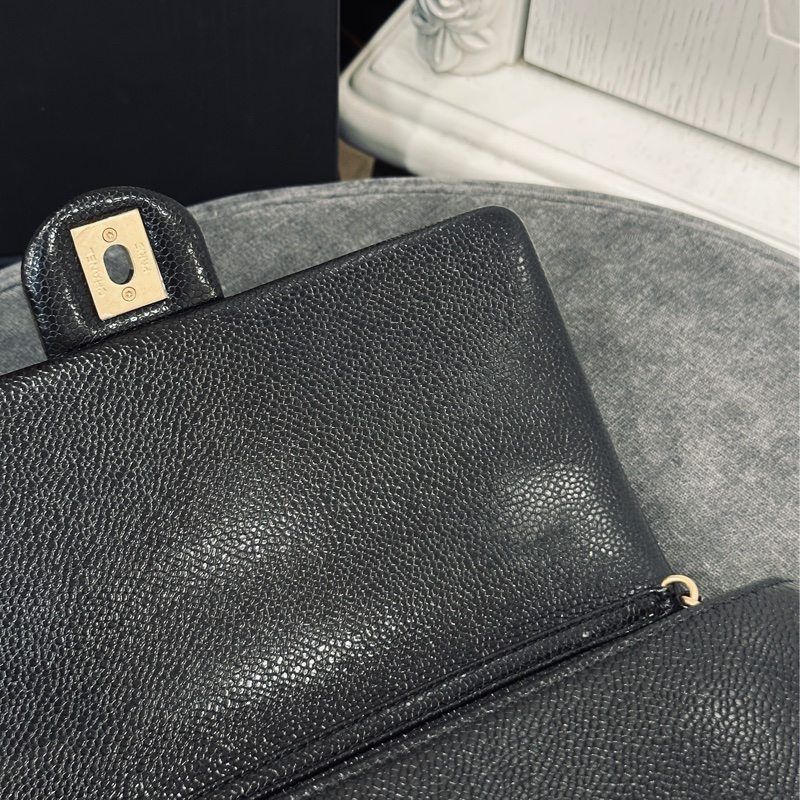 Chanel cf 24k黑金魚子醬口蓋斜挎包 芯片款 近新閒置✨配件齊全🉑送禮-28