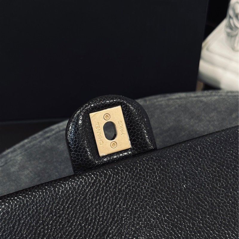 Chanel cf 24k黑金魚子醬口蓋斜挎包 芯片款 近新閒置✨配件齊全🉑送禮-31