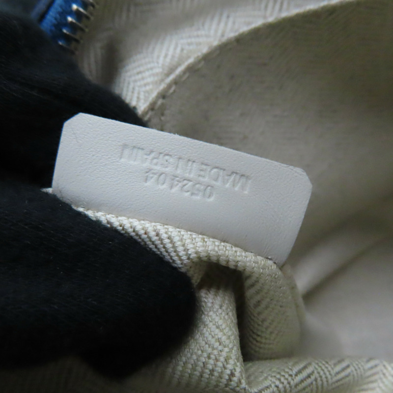 藍色 牛皮 wash bag 手提小包-9