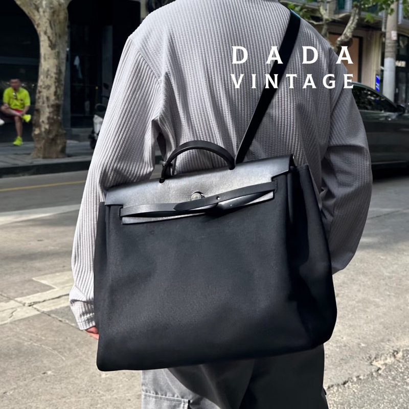 🈶台灣購證 #近新w刻全配 愛馬仕黑銀herbag39郵差斜挎包🔥全網最低🔥-3