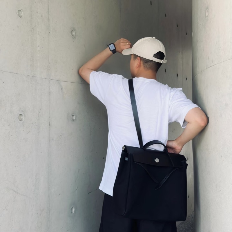 🈶台灣購證 #近新w刻全配 愛馬仕黑銀herbag39郵差斜挎包🔥全網最低🔥-4