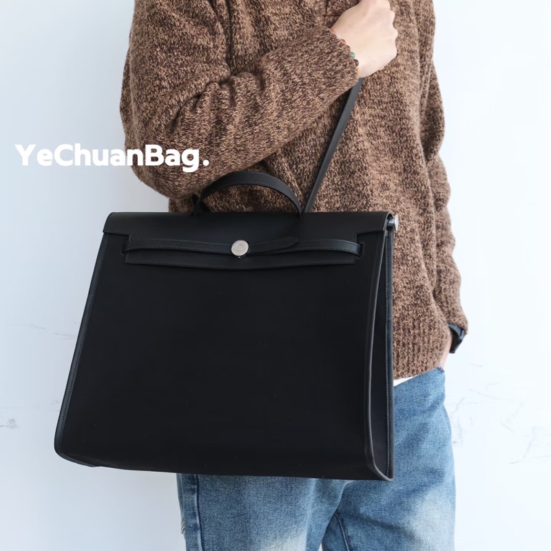 🈶台灣購證 #近新w刻全配 愛馬仕黑銀herbag39郵差斜挎包🔥全網最低🔥-7