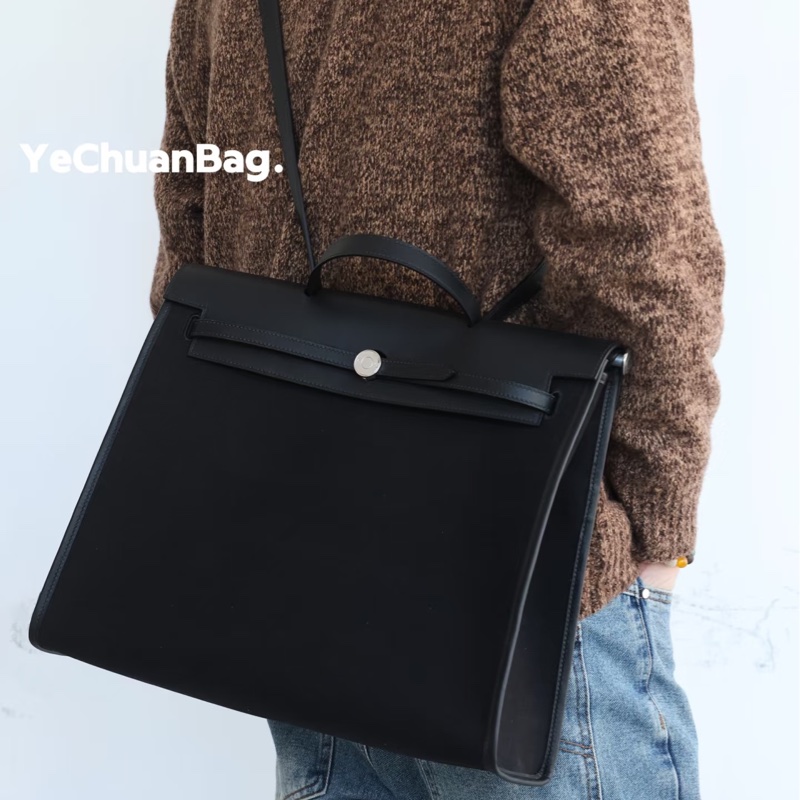 🈶台灣購證 #近新w刻全配 愛馬仕黑銀herbag39郵差斜挎包🔥全網最低🔥-8