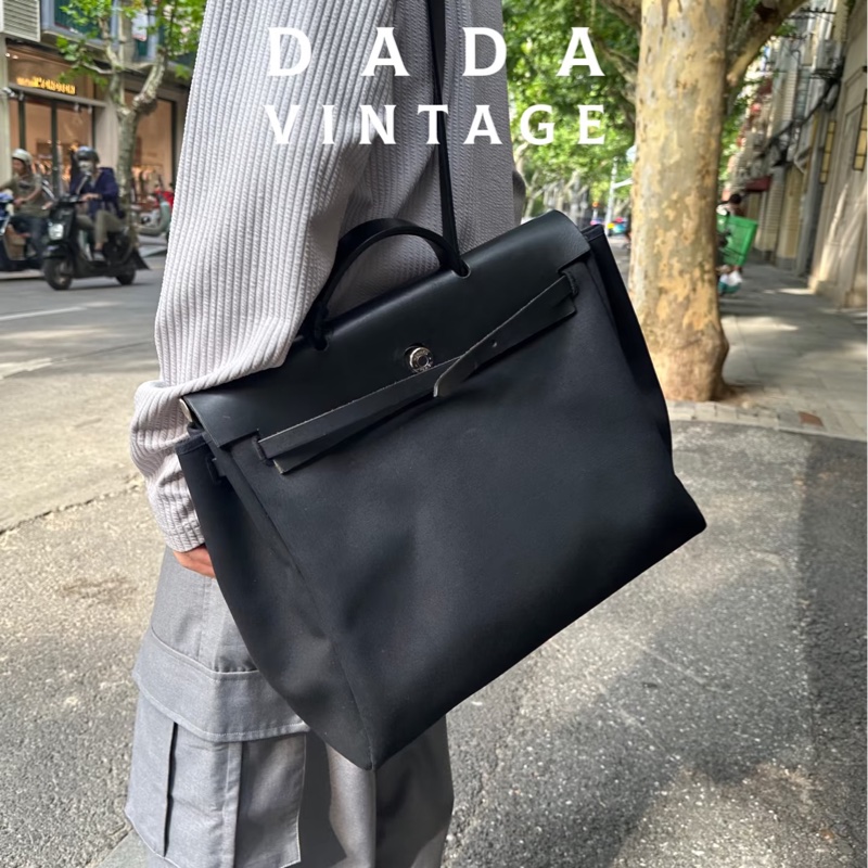 🈶台灣購證 #近新w刻全配 愛馬仕黑銀herbag39郵差斜挎包🔥全網最低🔥-9