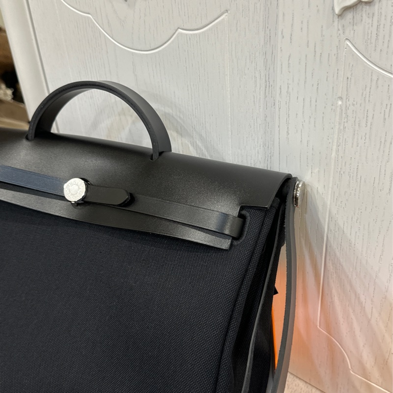 🈶台灣購證 #近新w刻全配 愛馬仕黑銀herbag39郵差斜挎包🔥全網最低🔥-11