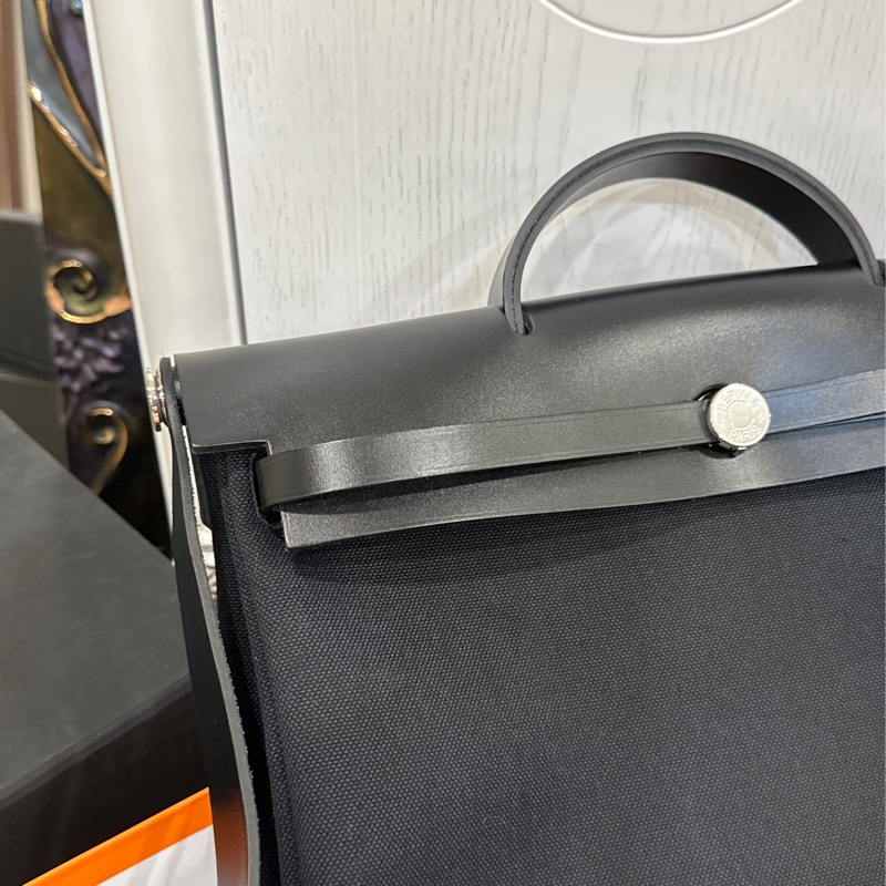 🈶台灣購證 #近新w刻全配 愛馬仕黑銀herbag39郵差斜挎包🔥全網最低🔥-12