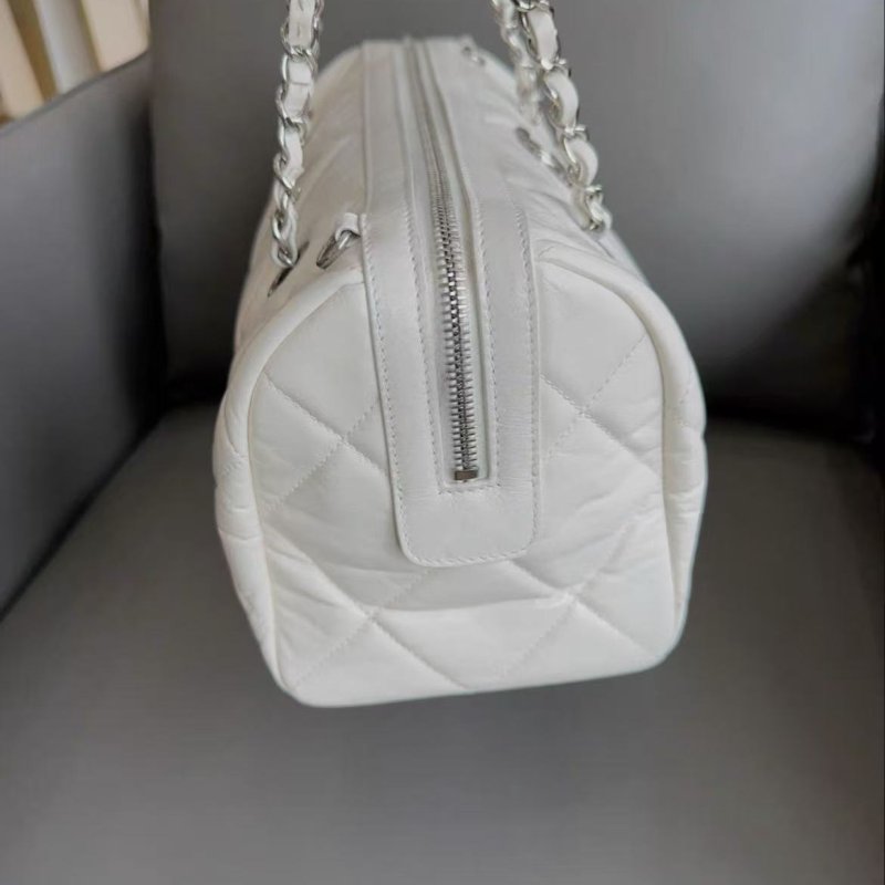 Chanel 波士頓包jennie同款油蠟皮 行李牌98新  配件塵袋盒子-4