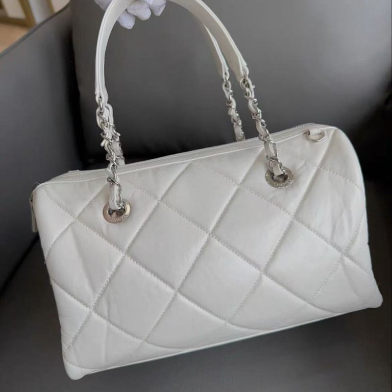 Chanel 波士頓包jennie同款油蠟皮 行李牌98新  配件塵袋盒子-6