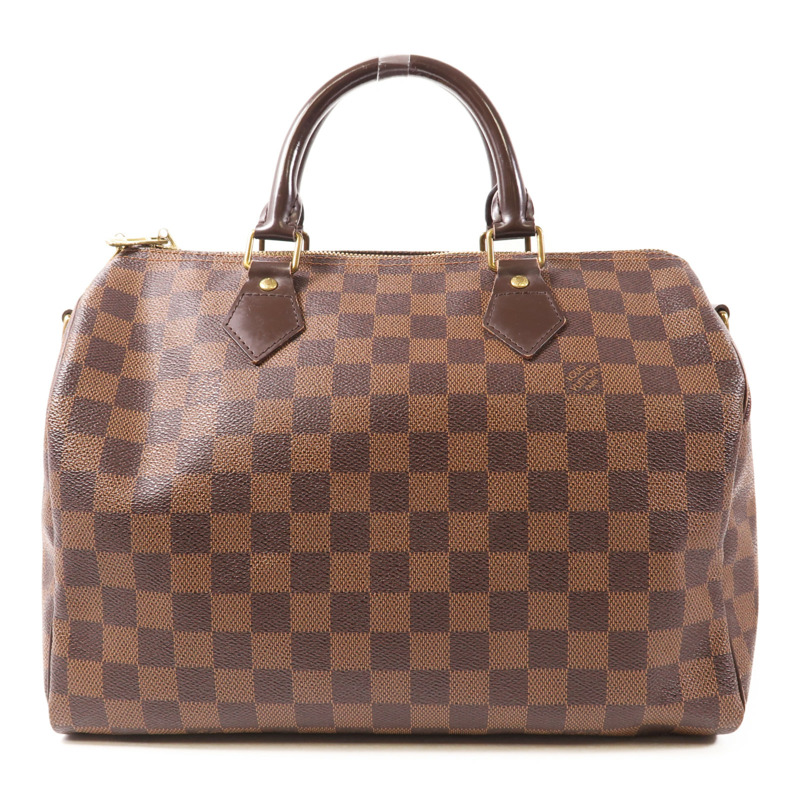 LOUIS VUITTON Damier Speedy Bandouliere 30金扣手挽肩背兩用袋-1