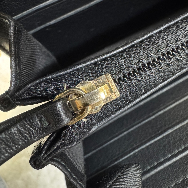 Chanel香奈兒黑金羊皮Boy菱格紋下蓋長夾12卡長夾A80286-9