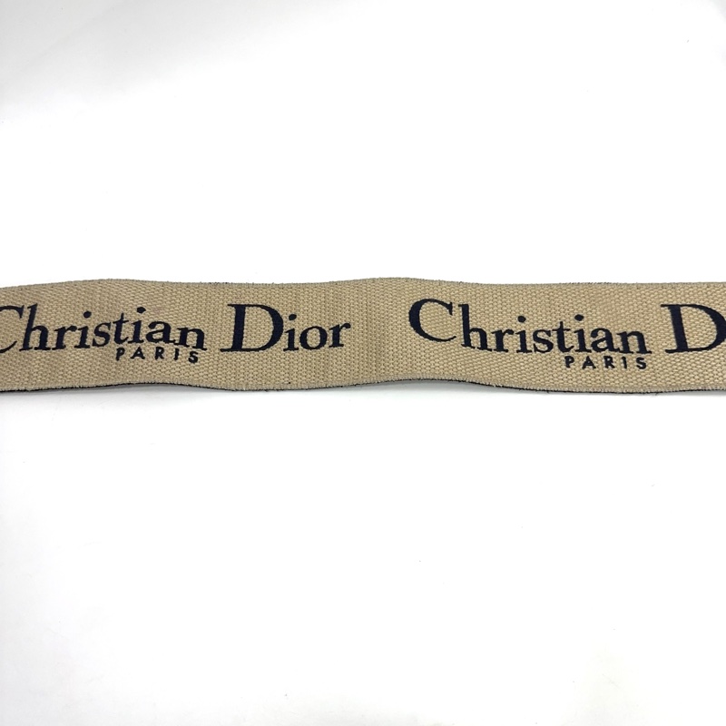 Dior 深藍字母刺繡霧金釦寬版背袋-2