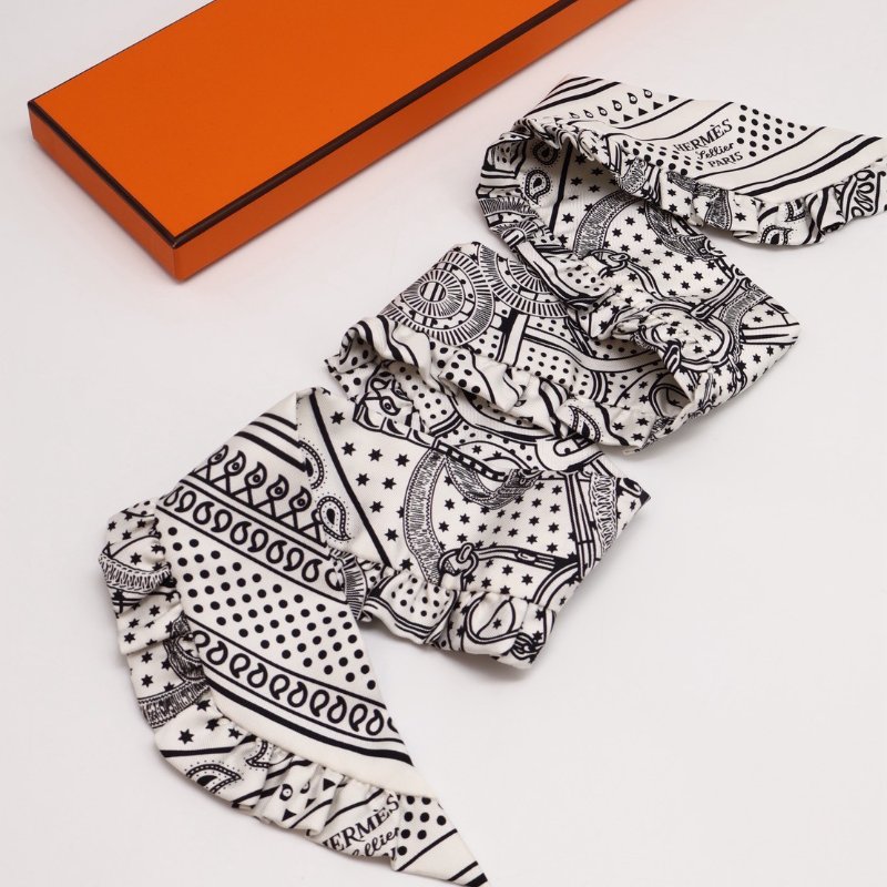 HERMES Eperon d'or bandana金質馬刺荷葉邊Twilly - 白-0