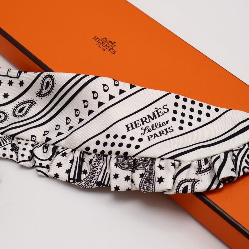 HERMES Eperon d'or bandana金質馬刺荷葉邊Twilly - 白-3