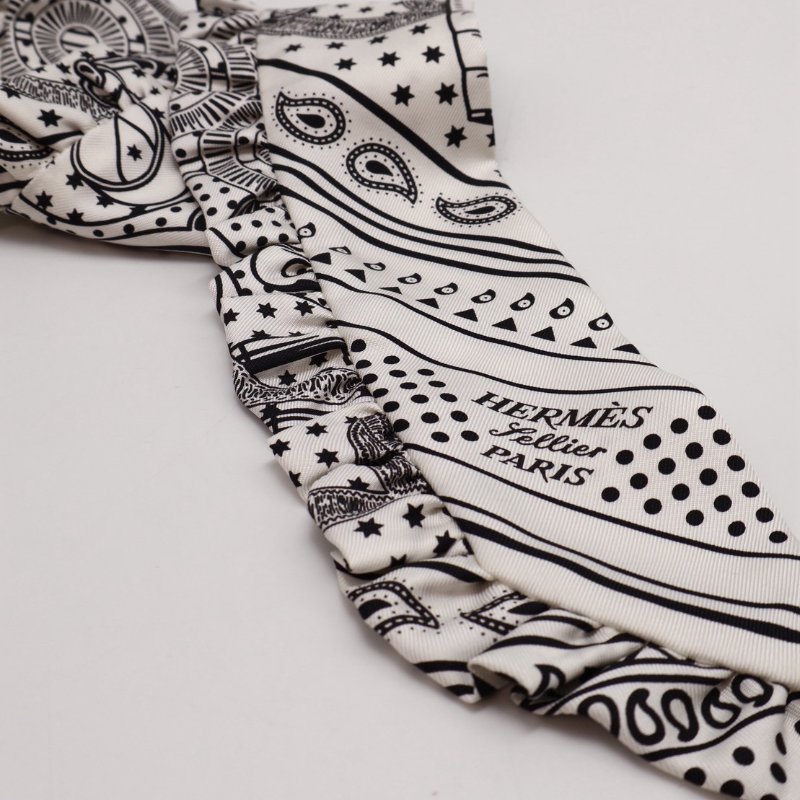 HERMES Eperon d'or bandana金質馬刺荷葉邊Twilly - 白-5