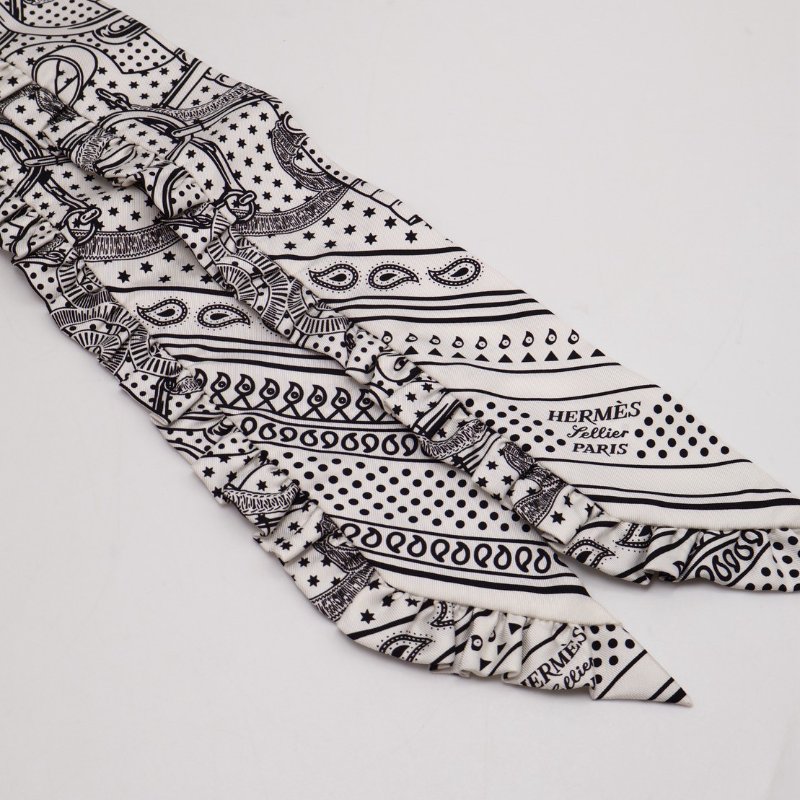 HERMES Eperon d'or bandana金質馬刺荷葉邊Twilly - 白-6