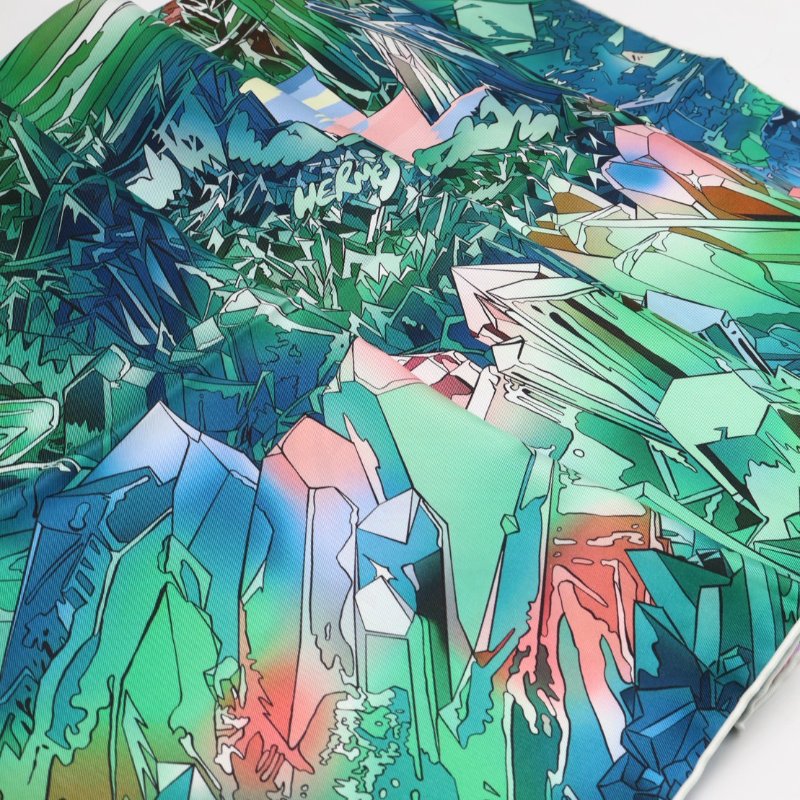 HERMES La Vallee de Cristal水晶之谷絲巾 90 - 綠-2