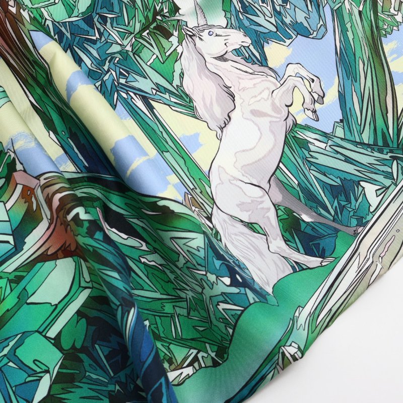 HERMES La Vallee de Cristal水晶之谷絲巾 90 - 綠-5
