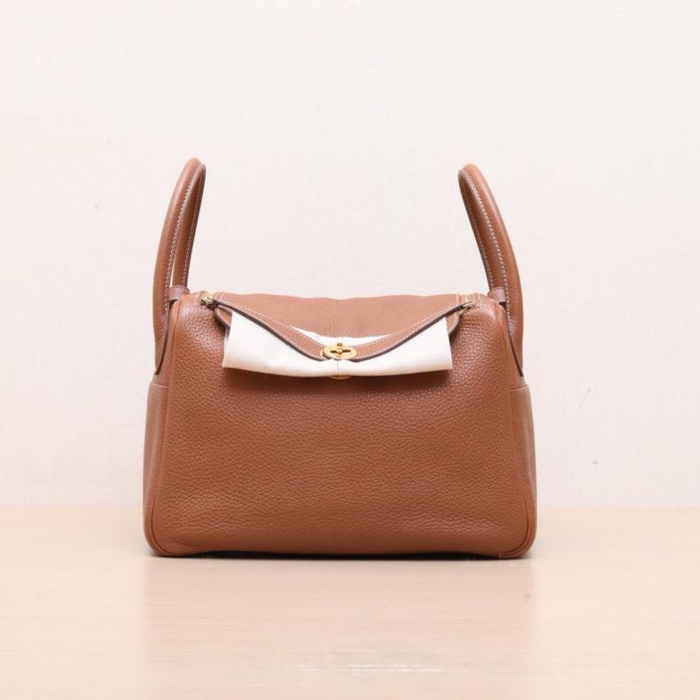 HERMES(愛馬仕) Lindy 30 37金棕色 TC皮 C刻 金扣-0