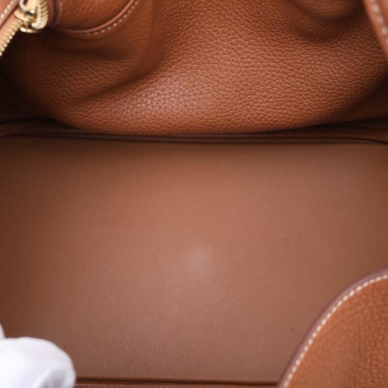 HERMES(愛馬仕) Lindy 30 37金棕色 TC皮 C刻 金扣-4