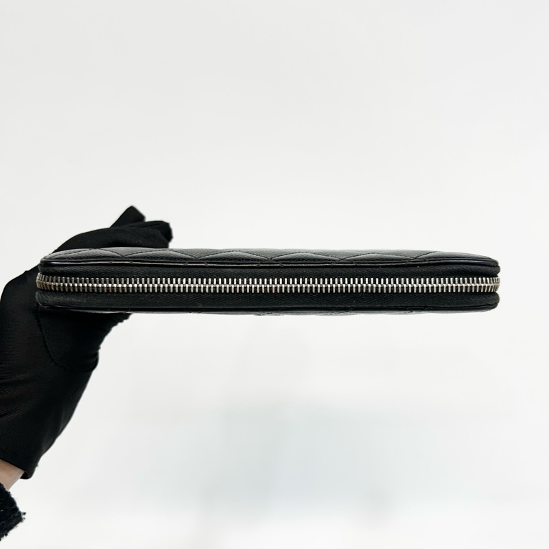 CHANEL黑銀荔枝牛皮ㄇ拉商務L號對開長夾-5