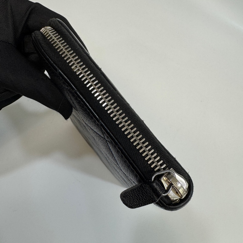 CHANEL黑銀荔枝牛皮ㄇ拉商務L號對開長夾-24