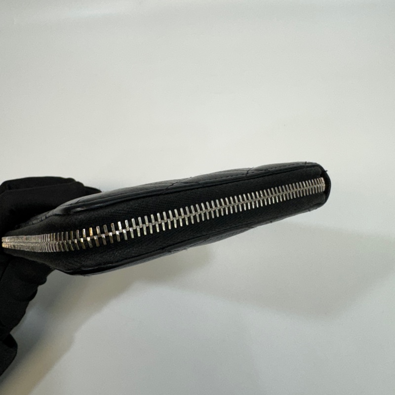 CHANEL黑銀荔枝牛皮ㄇ拉商務L號對開長夾-26