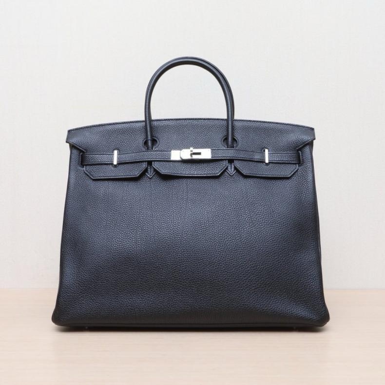 HERMES(愛馬仕) Birkin 40 89黑色 Togo皮 框Q 銀扣-0