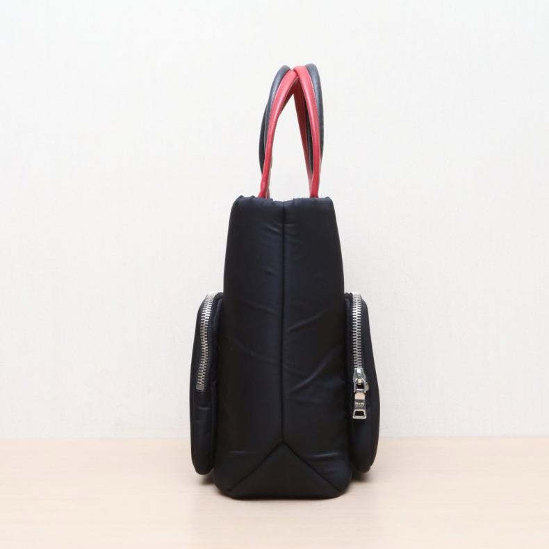 PRADA(普拉達) 黑色  尼龍 銀扣 手提托特斜挎包配肩帶-1