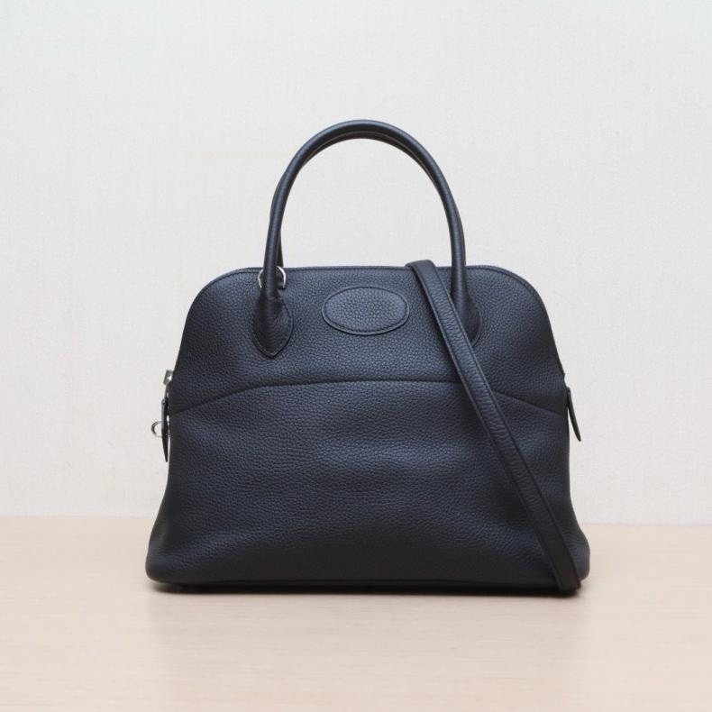 HERMES(愛馬仕) Bolide 保齡球包 31 89黑色 TC皮 A刻 銀扣-0