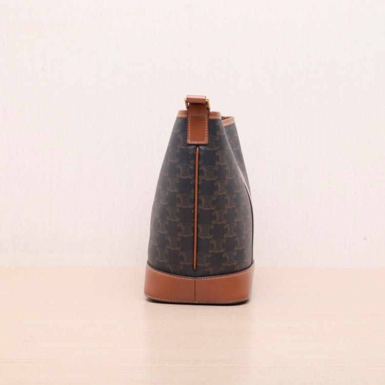 CELINE(思琳) Triomphe 凱旋門 標誌印花 Canvas 水桶包 小號 18 老花 PVC 金扣-1