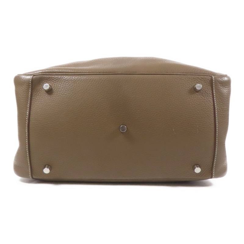 HERMES Clemence皮革Lindy 34銀扣手挽肩背兩用袋Etoupe-3