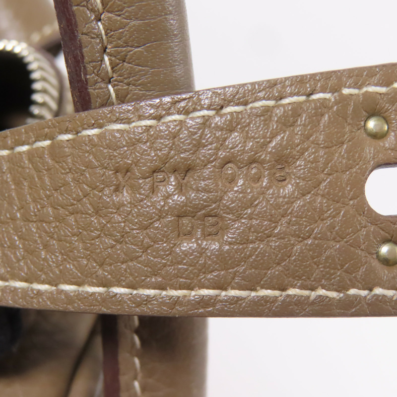 HERMES Clemence皮革Lindy 34銀扣手挽肩背兩用袋Etoupe-5