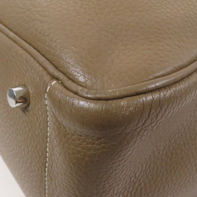 HERMES Clemence皮革Lindy 34銀扣手挽肩背兩用袋Etoupe-8