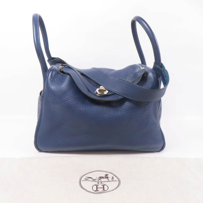 HERMES Clemence皮革Lindy 30銀扣手挽肩背兩用袋-13