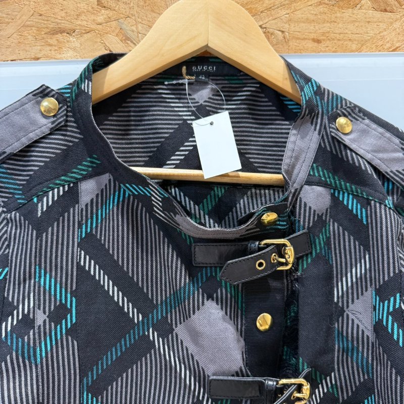 【美收精品】Gucci 黑灰綠襯衫 2-700-7