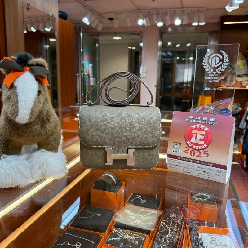 ✨持有香港正品正貨標籤(只做全新)✨ Hermes Mini Constance 大象灰銀扣-0
