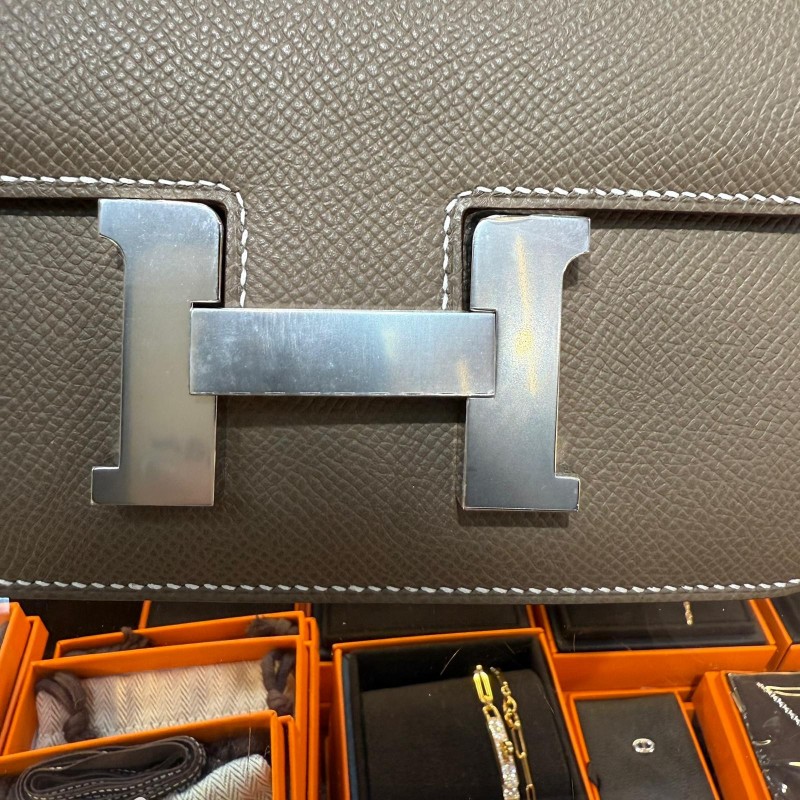 ✨持有香港正品正貨標籤(只做全新)✨ Hermes Mini Constance 大象灰銀扣-4