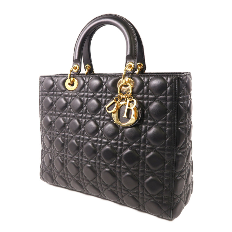 Dior 牛皮皮革Lady Dior GM金扣手挽肩背兩用袋-2