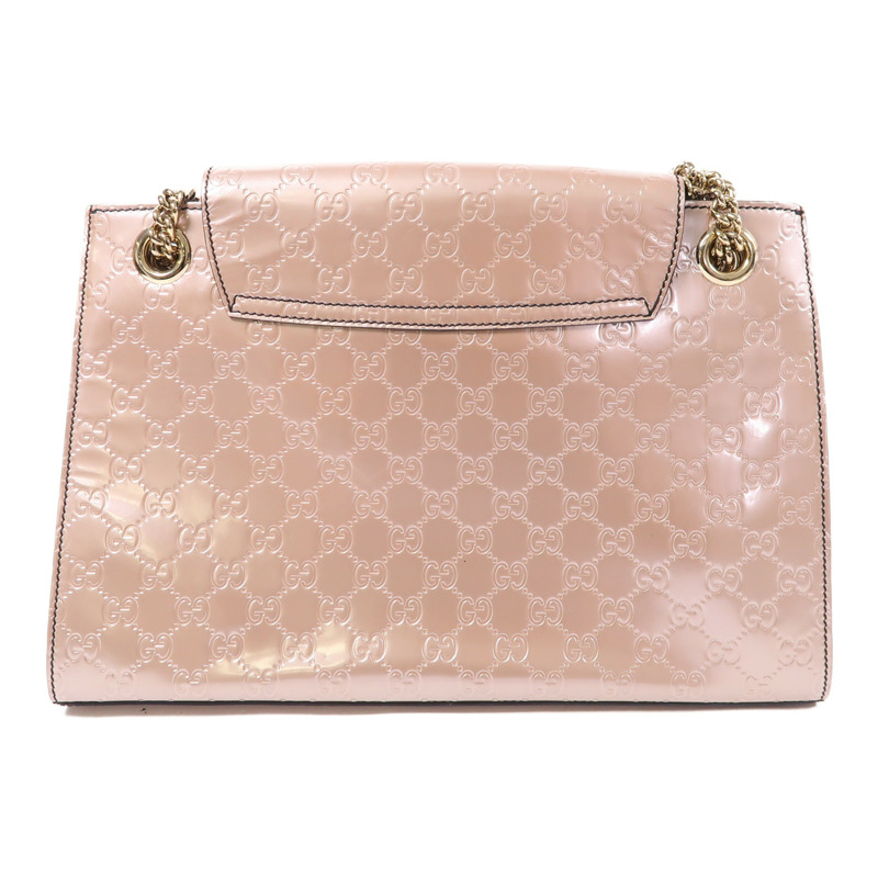 GUCCI 漆皮皮革Chain Shoulder Bag銀扣鏈帶肩背袋-1