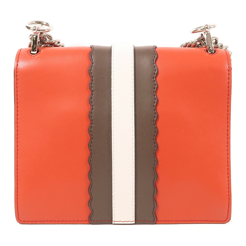 FENDI 牛皮皮革Small Kan I Faces銀扣鏈帶肩背袋-1