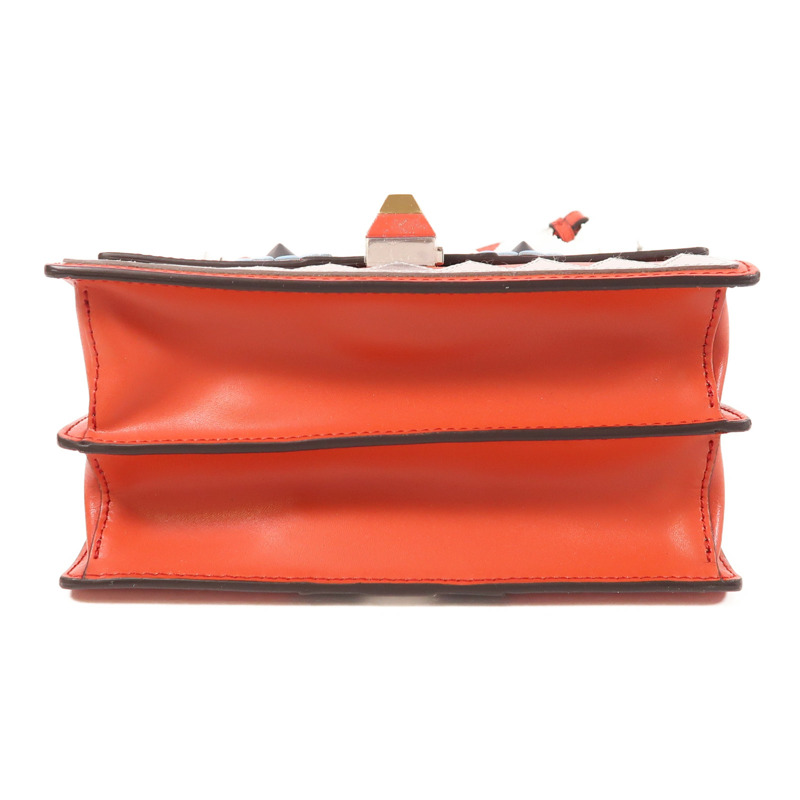 FENDI 牛皮皮革Small Kan I Faces銀扣鏈帶肩背袋-3