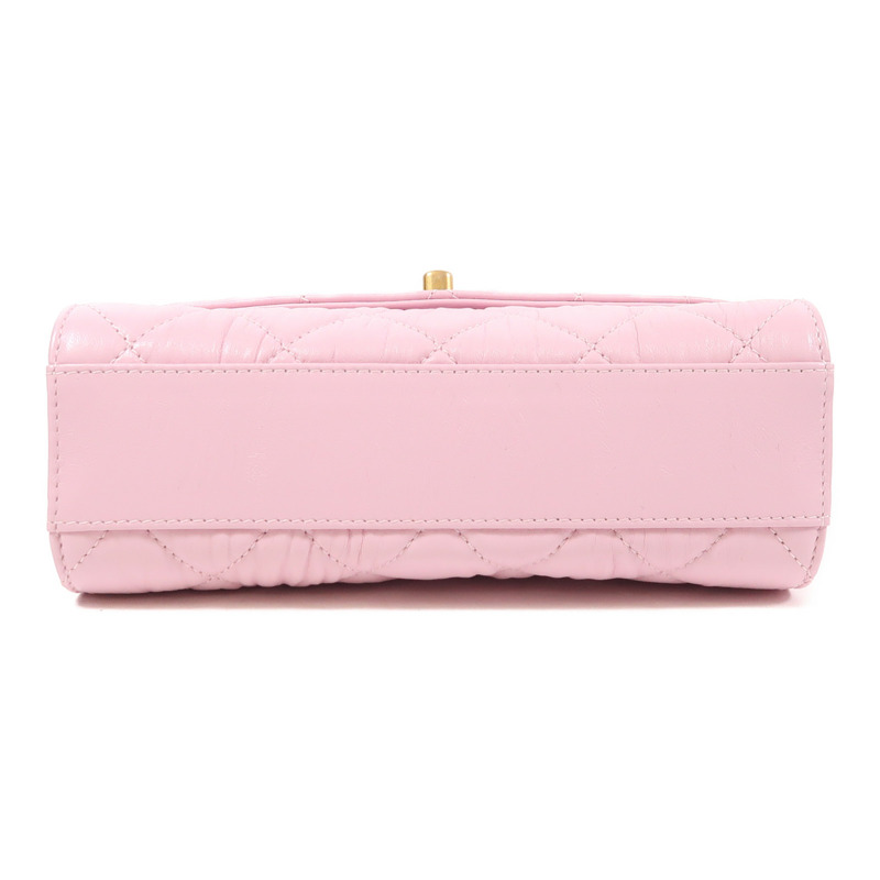 CHANEL 羊皮皮革Mini Flap Bag With Top Handle金扣鏈帶手挽肩背兩用袋-3