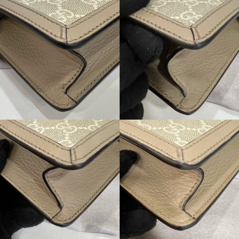 GUCCI燕麥奶老花金扣金鍊包-8